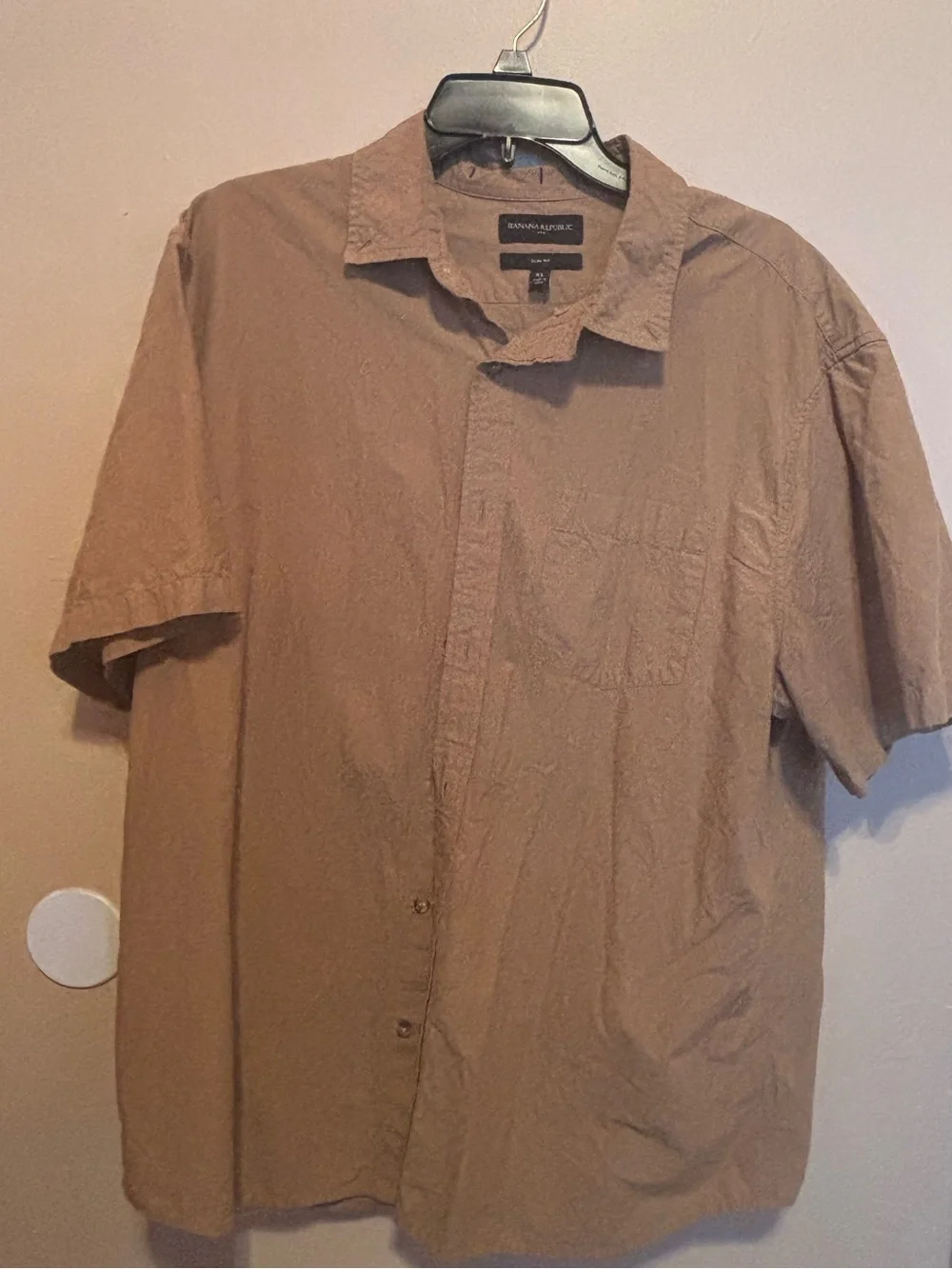 Banana Republic Men's Short-Sleeve Button-Down Shirt — Brown/Tan